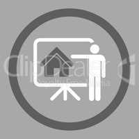 Realtor flat dark gray and white colors rounded vector icon