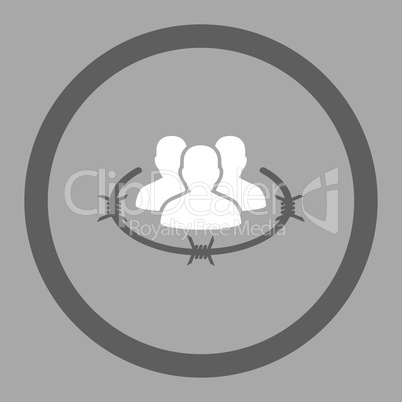 Strict management flat dark gray and white colors rounded vector icon