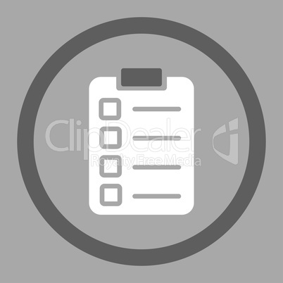 Test task flat dark gray and white colors rounded vector icon