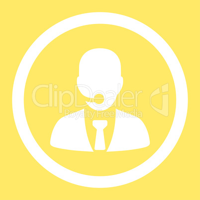 Call center operator flat white color rounded vector icon