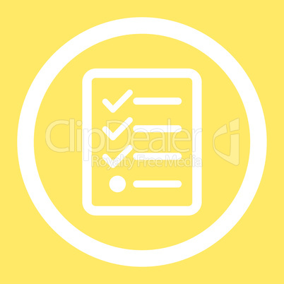 Checklist flat white color rounded vector icon