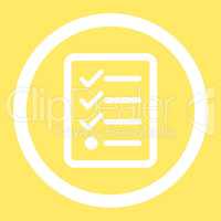 Checklist flat white color rounded vector icon