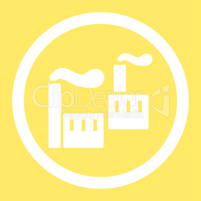 Industry flat white color rounded vector icon