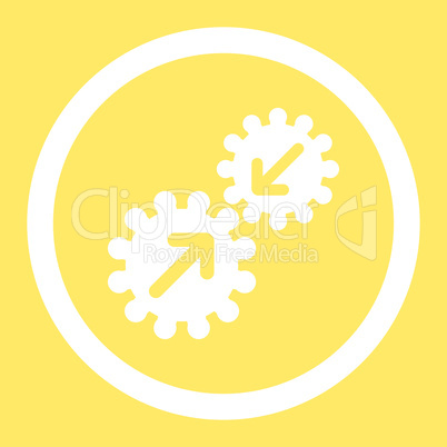 Integration flat white color rounded vector icon