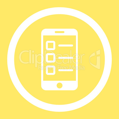 Mobile test flat white color rounded vector icon