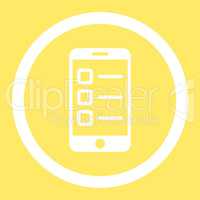 Mobile test flat white color rounded vector icon