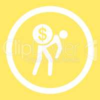 Money courier flat white color rounded vector icon