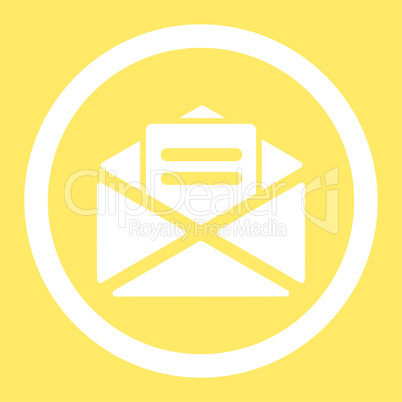 Open mail flat white color rounded vector icon