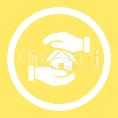 Realty insurance flat white color rounded vector icon