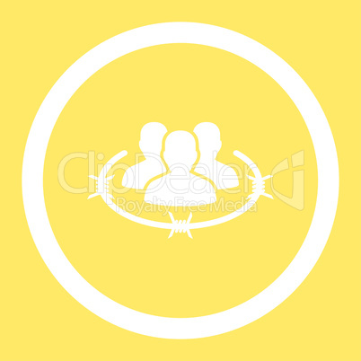 Strict management flat white color rounded vector icon Strict management flat white color rounded vector icon