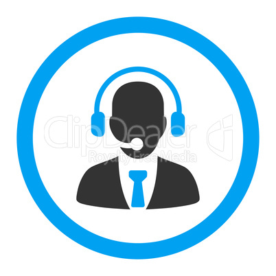 Call center flat blue and gray colors rounded vector icon