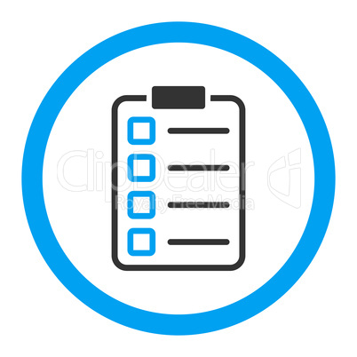 Examination flat blue and gray colors rounded vector icon