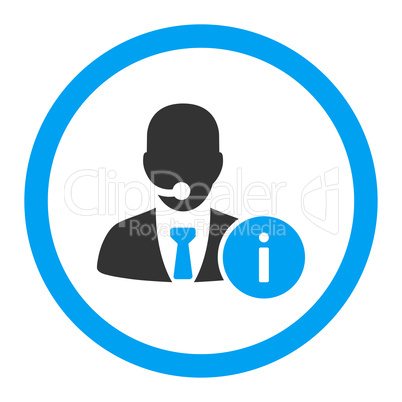 Help desk flat blue and gray colors rounded vector icon