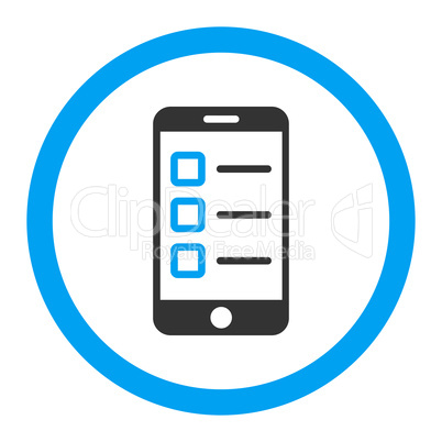 Mobile test flat blue and gray colors rounded vector icon