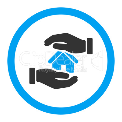 Realty insurance flat blue and gray colors rounded vector icon
