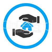 Realty insurance flat blue and gray colors rounded vector icon