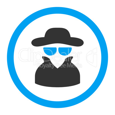 Spy flat blue and gray colors rounded vector icon