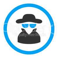 Spy flat blue and gray colors rounded vector icon