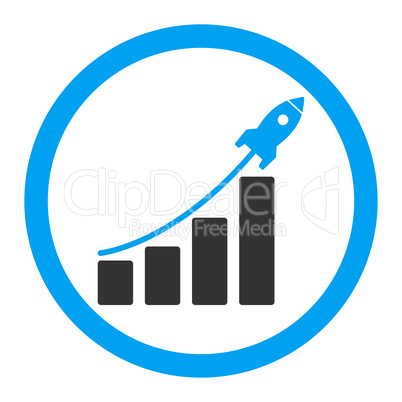 Startup sales flat blue and gray colors rounded vector icon