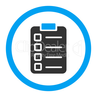 Test task flat blue and gray colors rounded vector icon