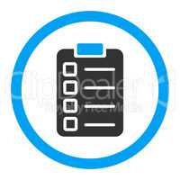 Test task flat blue and gray colors rounded vector icon