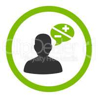 Arguments flat eco green and gray colors rounded vector icon