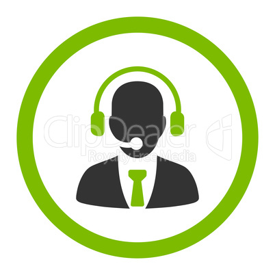 Call center flat eco green and gray colors rounded vector icon