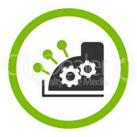 Cash register flat eco green and gray colors rounded vector icon
