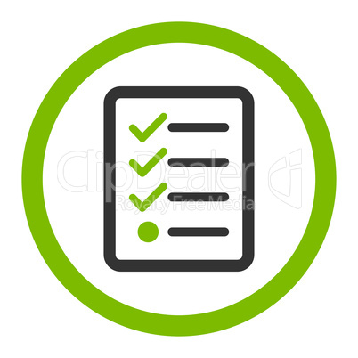 Checklist flat eco green and gray colors rounded vector icon