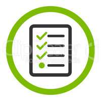 Checklist flat eco green and gray colors rounded vector icon