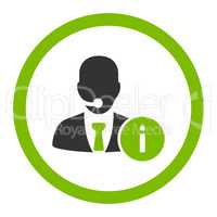 Help desk flat eco green and gray colors rounded vector icon