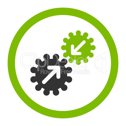 Integration flat eco green and gray colors rounded vector icon