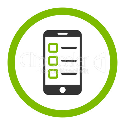 Mobile test flat eco green and gray colors rounded vector icon