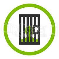 Prison flat eco green and gray colors rounded vector icon