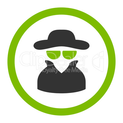 Spy flat eco green and gray colors rounded vector icon