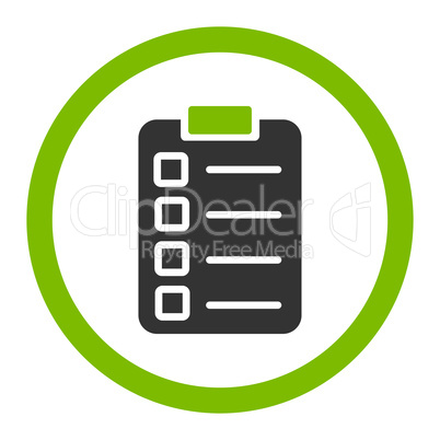 Test task flat eco green and gray colors rounded vector icon