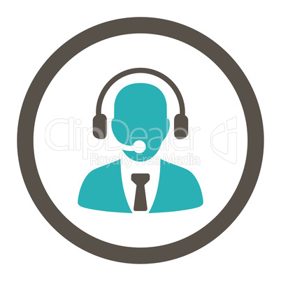 Call center flat grey and cyan colors rounded vector icon