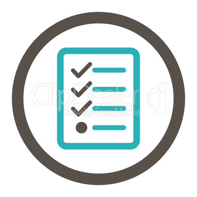 Checklist flat grey and cyan colors rounded vector icon