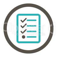 Checklist flat grey and cyan colors rounded vector icon