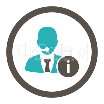 Help desk flat grey and cyan colors rounded vector icon