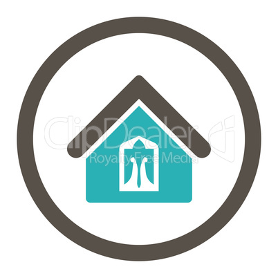 Home flat grey and cyan colors rounded vector icon