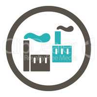 Industry flat grey and cyan colors rounded vector icon