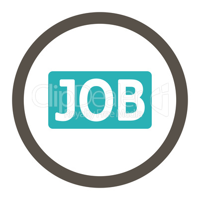 Job flat grey and cyan colors rounded vector icon