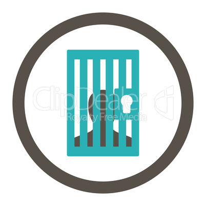 Prison flat grey and cyan colors rounded vector icon