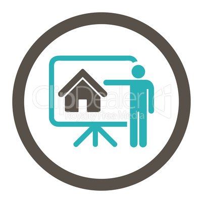 Realtor flat grey and cyan colors rounded vector icon