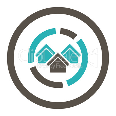Realty diagram flat grey and cyan colors rounded vector icon