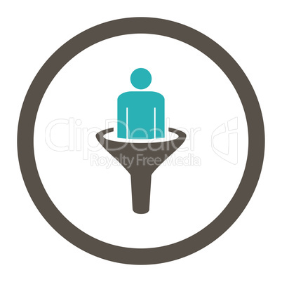 Sales funnel flat grey and cyan colors rounded vector icon