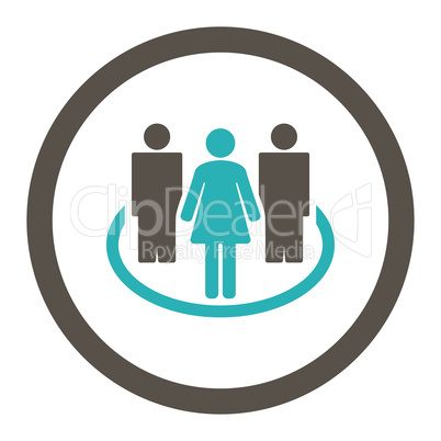 Society flat grey and cyan colors rounded vector icon