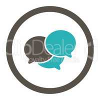 Webinar flat grey and cyan colors rounded vector icon