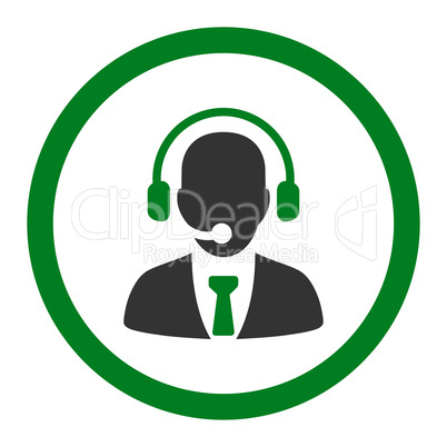 Call center flat green and gray colors rounded vector icon